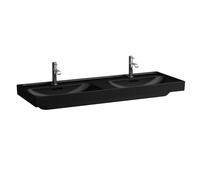 LAUFEN MEDA lavabo double, encastrable, 1300x460mm, 3 trous de robinetterie par vasque, avec trop-plein, H8141127161081, Couleur: Noir Mat