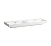 Laufen Meda vasque double H8141127571091 130x46cm, à encastrer, avec trop-plein, sans trou pour robinetterie, blanc mat