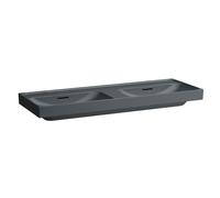 Laufen Meda vasque double H8141127581091 130x46cm, à encastrer, avec trop-plein, sans trou pour robinetterie, graphite mat