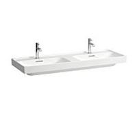 LAUFEN MEDA lavabo double, encastrable, 1300x460mm, 3 trous de robinetterie par vasque, avec trop-plein, H8141120001081, Couleur: Blanc