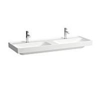 Meda lavabo double mural ou à poser sur meuble blanc 1300x460x80 mm - LAUFEN H8141120001111