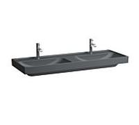 Meda lavabo double mural ou à poser sur meuble graphite mat 1300x460x80 mm - LAUFEN H8141127581111