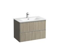 LAUFEN PALACE Set, lavabo, 1 trou de robinetterie, trop-plein, avec base lavabo, 2 tiroirs, 800x545mm, poignée aluminium anodisé, H8607052621041, Couleur: Lumière d'orme