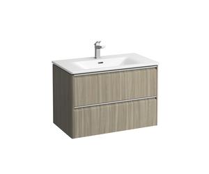 LAUFEN PALACE Set, lavabo, 1 trou de robinetterie, trop-plein, avec base lavabo, 2 tiroirs, 800x545mm, poignée aluminium anodisé, H8607052621041, Couleur: Lumière d'orme