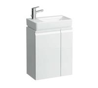 Laufen Lavabo avec meuble Pro S, 1 trou gauche, porte gauche, étagère droite, Blanc brillant