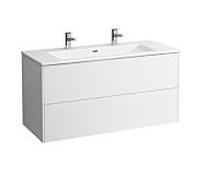 LAUFEN Pro S Vasque à poser avec meuble sous-vasque 120 cm H8649632611071 Ensemble vasque, 2 tiroirs, 120x50cm, 2 trous pour robinetterie, blanc brillant