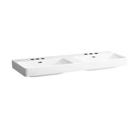LAUFEN Pro S double vasque 8149680001081 130x46cm, encastrable sous, blanc , 3 trous robinet