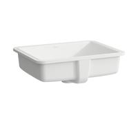 Lavabo encastré Laufen Savoy H8189487571551 50 x 39,5 cm, à poser sous plan, sans perçage pour robinetterie, rectangulaire, avec trop-plein, fond émaillé, blanc mat