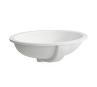 LAUFEN Savoy lavabo à encastrer, montage par dessous, sans trou pour robinet, avec trop-plein, dessous poncé, ovale, 500x416mm, H8189437571091, Couleur: Blanc Mat