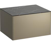 Laufen Meuble sous-lavabo Sonar H4054000341421 1 tiroir Titane plan marbre noir Marquina 575x455x340