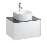 Laufen – Meuble sous-vasque Sonar H4054050341431 1 tiroir, découpe centrale, blanc mat/Nero Marquina