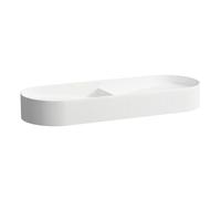 LAUFEN Sondeur mobile à double lavabo avec texture, sans trou pour robinet, sans trop-plein, 1000x370mm, avec couvercle en céramique pour robinet de vidange, blanc, H8123490001121, Couleur: Blanc