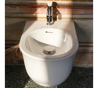 LAUFEN The New Classic bidet mural, 1 trou pour robinet, avec trop-plein, fixation non apparente, H8308510003021, Couleur: Blanc