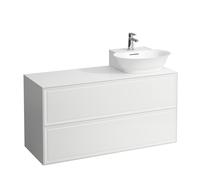 LAUFEN Le nouveau meuble à tiroirs / buffet H4060880851701 117,5x60x45,5cm, 2 tiroirs, lave-mains à droite, blanc mat