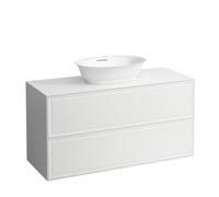 LAUFEN Le nouveau meuble à tiroirs / buffet H4060220856271 117,5x60x45,5cm, 2 tiroirs, découpe de lavabo au milieu, gris signalisation