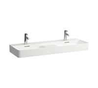 Laufen VAL - Double-lavabo, 120x42 cm, avec trop-plein, 2 trous pour robinetterie, LCC, blanc H8142824001041