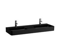 Laufen VAL - Double-lavabo, 120x42 cm, avec trop-plein, 2 trous pour robinetterie, noir mat H8142827161041