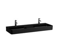 LAUFEN VAL lavabo double, 1 trou de robinetterie, avec trop-plein, 1200x420mm, zone semi-sèche au centre, H8142827161041, Couleur: Noir Mat