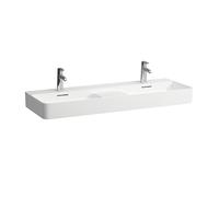 LAUFEN VAL lavabo double, 1 trou de robinetterie, avec trop-plein, 1200x420mm, zone semi-sèche au centre, H8142820001041, Couleur: Blanc