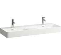LAUFEN VAL lavabo double, 3 trous pour robinets, sans trop-plein, 1200x420mm, zone semi-sèche au centre, H814282A001581
