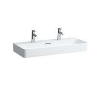 LAUFEN vasque Val H8102877571071 avec trop-plein, avec 2 trous pour robinetterie, blanc mat, 95x42cm, encastrable sous