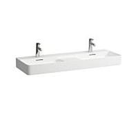 LAUFEN vasque Val H8142827571081 avec trop-plein, avec 3 trous pour robinetterie, blanc mat, 120x42cm, encastrable sous