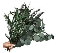 Laughhe 12pcs Branches D'eucalyptus Artificielle, 3 Sortes de Faux Plante Tiges D'eucalyptus Artificielles Mélangées Eucalyptus Seches Naturel pour Mariage Maison Cuisine Bureau