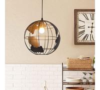 LAUMZX Suspension Globe vintage, lampe suspendue carte du monde, lustre cage industriel pour salon, salle à manger, bureau, luminaire unique sur le thème du voyage