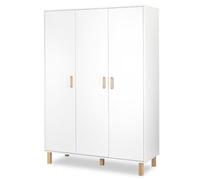 LAURA Armoire penderie 3 portes avec étagères + 3 tiroirs 195x137 Blanc | Un grand volume de rangement pour organiser vêtements, linge et accessoires tout en gardant la chambre bien ordonnée.