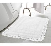 Laura Ashley Crochet Coton 24 x 40 - Tapis de Bain, Blanc, Blanc, 21x34 in.