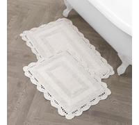 Laura Ashley Crochet Coton 24 x 40 - Tapis de Bain, Blanc, Ivoire, 17x24/21x34 in.