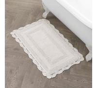 Laura Ashley Crochet Coton 24 x 40 - Tapis de Bain, Blanc, Ivoire, 21x34 in.