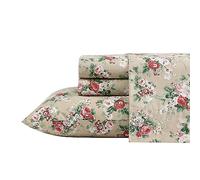 Laura Ashley - Draps pour Grand lit, Ensemble de literie en Percale de Coton, décoration d'intérieur Nette et fraîche (Ashfield Beige, Grand lit)