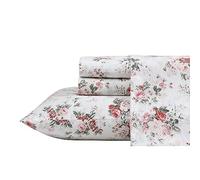 Laura Ashley - Draps pour lit Double, Parure de lit en Percale de Coton, décoration d'intérieur Nette et fraîche (Ashfield Rose, lit Double)