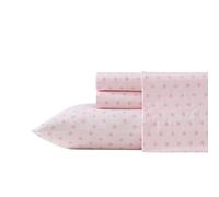 Laura Ashley - Draps pour lit Queen Size, Ensemble de literie en Percale de Coton, décoration d'intérieur légère et Respirante (Rose Scallop Dollop Pink, Queen Size)