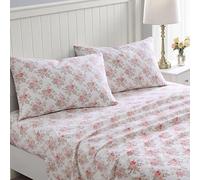 Laura Ashley - Ensemble de draps en Flanelle de Coton brossé pour Plus de Douceur et de Confort (Rose lisalee, Grand lit)