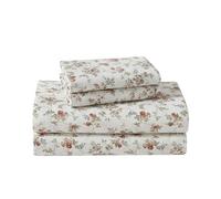 Laura Ashley - Ensemble de draps en Flanelle de Coton brossé pour très Grand lit, pour Plus de Douceur et de Confort (Le Fleur Orange, très Grand lit)