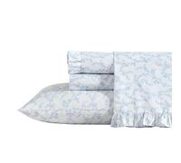 Laura Ashley - Ensemble de draps pour Grand lit, literie en Percale de Coton Respirant, 200 Fils au Pouce carré, décoration d'intérieur Florale (Bleu Victoria, Grand lit)