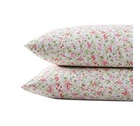 Laura Ashley - Ensemble de taies d'oreiller Standard, literie en Percale de Coton Respirant, décoration d'intérieur Nette et fraîche (Rose Norella, 2 pièces)