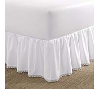 Laura Ashley Home Cache-sommier de Luxe de qualité hôtelière, Facile à Installer, Anti-Plis et résistant à la décoloration, Design élégant pour décoration d'intérieur, Coton satiné, Blanc, Grand lit