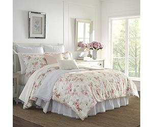 Laura Ashley Home Couette de Luxe Ultra Douce pour Toutes Les Saisons, Design élégant et délicat pour la décoration de la Maison, Imitation Velours Polyester, Rose pâle, lit jumeau