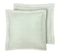 Laura Ashley Home - Ensemble de taies d'oreiller européennes, taies d'oreiller en Coton Lisse avec Fermeture à enveloppe, décoration d'intérieur légère et élégante (Rayures Vertes, 2 pièces)