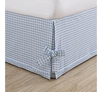 Laura Ashley Home - Jupe de lit à Volants en Coton, légère et de Style Classique (Bleu Vif, très Grand lit)