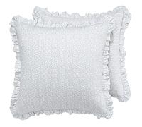 Laura Ashley Home Lot de 2 Housses d'oreiller Euro, en Coton Lisse avec Fermeture Portefeuille, légères et élégantes pour la décoration intérieure, Bleu (Chloe Blue)