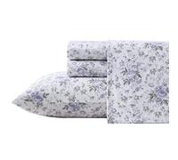 Laura Ashley Home Parure de lit en Satin de Coton Doux, élégante, Lisse et Respirante, Rose, pour lit Queen Size