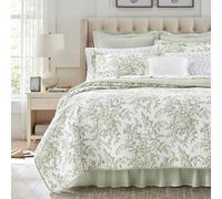 Laura Ashley Home Parure de lit réversible en Coton avec taies Assorties, décoration d'intérieur légère pour Toutes Les Saisons, Vert Bedford/Blanc cassé, Grand lit