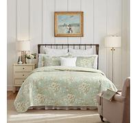 Laura Ashley Home Parure de lit réversible en Coton avec taies d'oreiller Assorties, décoration de Chambre idéale pour Toutes Les Saisons, Vert Brompton, Grand lit