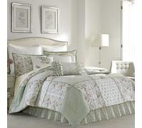 Laura Ashley Home Parure de lit réversible en Coton avec taies d'oreiller et Cache-sommier Assortis, décoration d'intérieur élégante pour Toutes Les Saisons, Sauge, lit Double