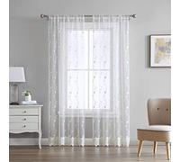 Laura Ashley Melody Vine Lot de 2 Rideaux Transparents avec Passe-Tringle, Chaque Panneau Mesure 137,2 cm de Large x 243,8 cm de Long, Ivoire