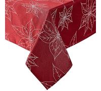 Laura Ashley Nappe en Tissu Jacquard brodé en Relief Infroissable pour Salle à Manger, Vacances, fête, Mariage ou Banquet - 152,4 x 213,4 cm - Rouge Poinsettia